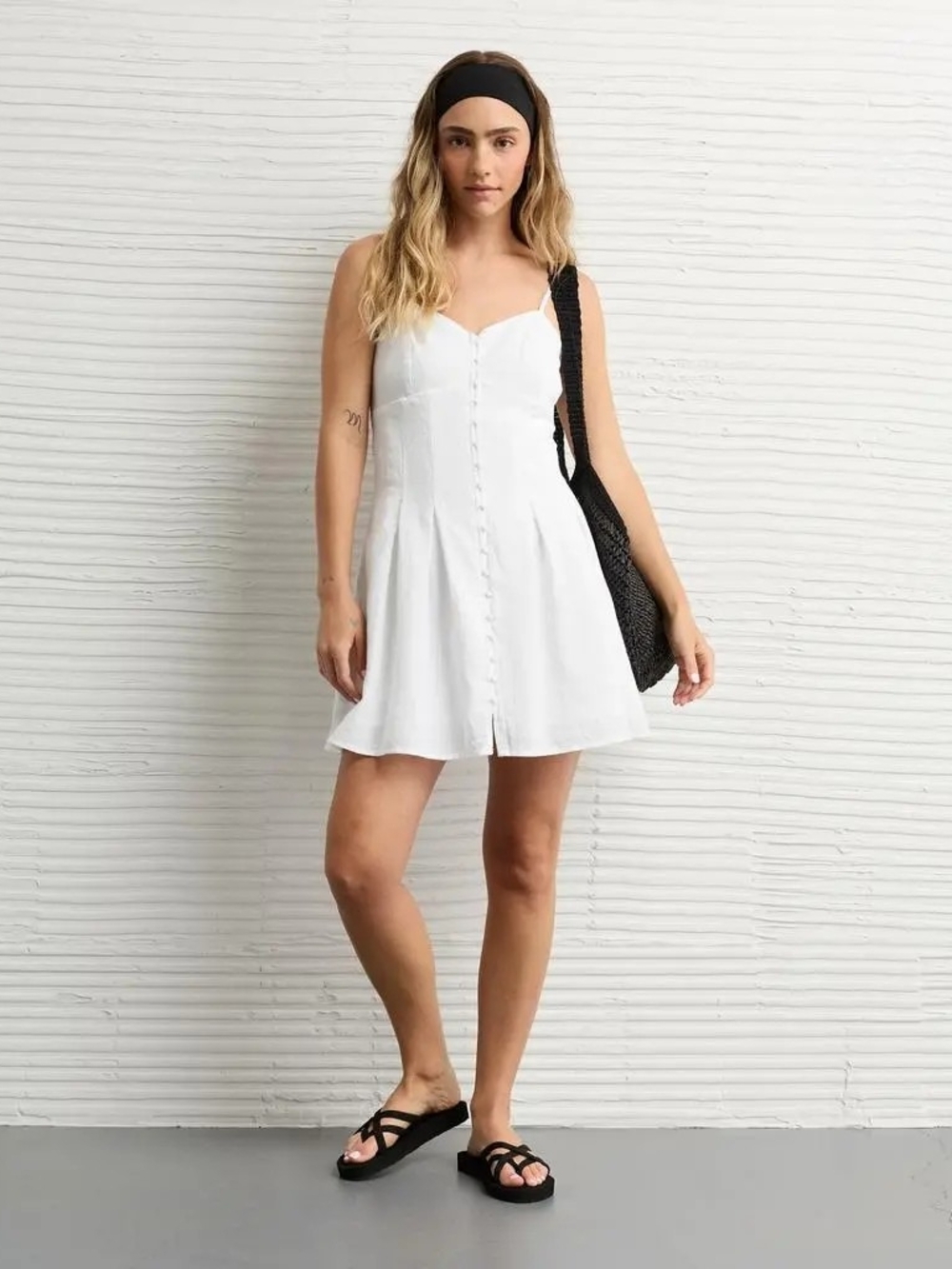 American Eagle Womens White Button Up Sweetheart Summer Mini Dress NWT Size XS